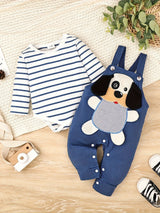 CETEPY Toddler Baby Boys Clothes Infant Fall Winter Long Sleeve Jumpsuit Suspender Trousers Cartoon Animals Pattern Two Pieces 0-18Months, for Outdoor