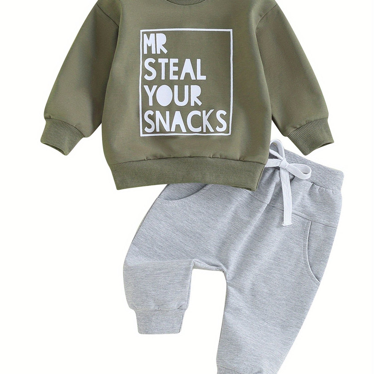 Toddler Boys 2PCS Pants Sets Long Sleeve Letter Print Sweatshirt Tops and Drawstring Pants Sets