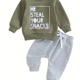 Toddler Boys 2PCS Pants Sets Long Sleeve Letter Print Sweatshirt Tops and Drawstring Pants Sets