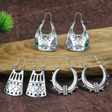 Boho Hollow Dangle Earrings - Vintage Ancient Silver U-Shaped Jewelry for Women