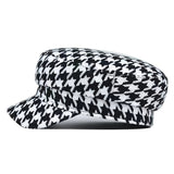 Houndstooth Newsboy Cap Women's Elegant Military Style Hats Breathable Painters Hats