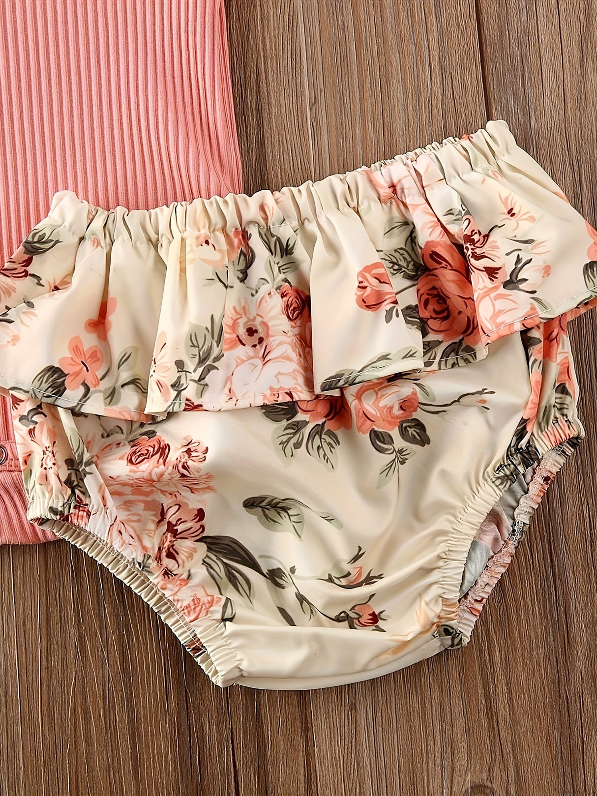 Newborn Outfit Baby Girl Going Home Outfit Ruffle Ribbed Romper Top Floral Pants Headband Set Cute Summer Clothes