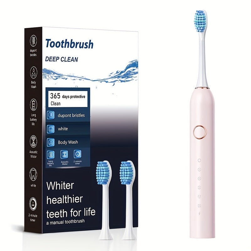 Smart Electric Toothbrush Kit for Adults - Deep Clean, Soft Bristles, USB Rechargeable with 800mAh Battery