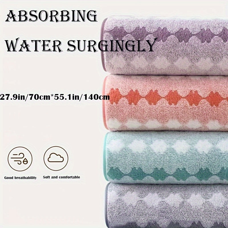 4-Pack Space-Themed Bath Towel Set, Quick-Dry Absorbent Towels, 27.6x55 inches, 300gsm, for Pool Party, School, Camping, Modern Geometric Pattern, Rectangular, High Absorbency, Knitted Fabric, Home Bathroom Essentials
