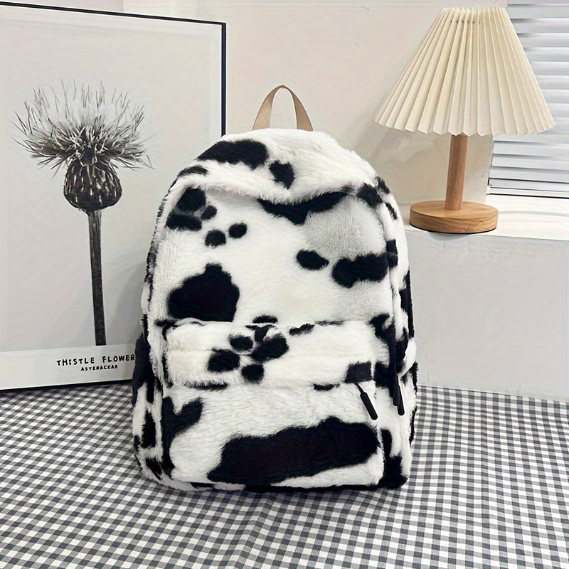 Cow Plush Backpack, Niche Schoolbag, College Student School Bag