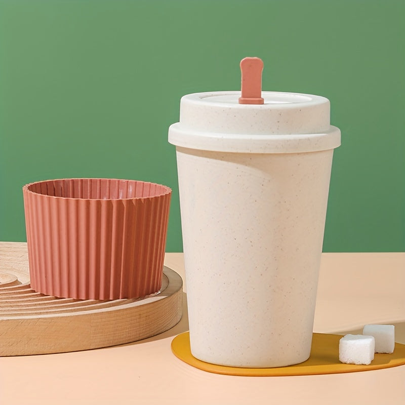 1pc 21oz Portable Reusable Coffee Cup, Travel Wheat Straw Fiber Mug for Restaurant, Hotel, Commercial, Outdoor, Office, Home, Car Use - 4 Colors Available