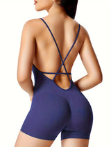 [Sexy Backless Romper Shorts] Sexy Backless Jeni Scrunch Butt Romper Shorts - Form Fitting Bodysuits For Women Body Shaper Workout Jumpsuits