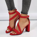Women's Solid Color Block Heels - Elegant Buckle Strap Summer Pumps - High Heels - For Women - Suitable for Parties & Weddings - Perfect Gift for Fashionistas