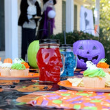 1pc Skull Mason Jar Mug Glass With Lid And Straw, Halloween Decoration, Drinking Glass for restaurants/hotels