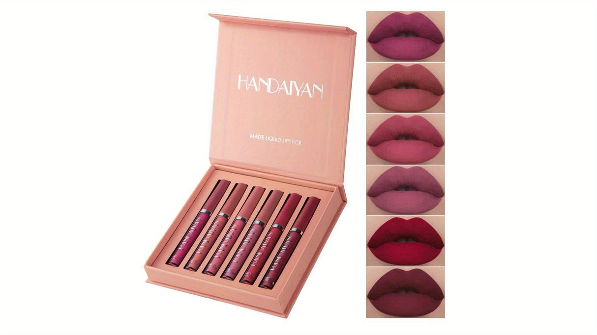6 Pcs Matte Long-Lasting Wear - Liquid Lipstick Makeup Set - Non-Stick Cup Not Fade Waterproof Lip Gloss