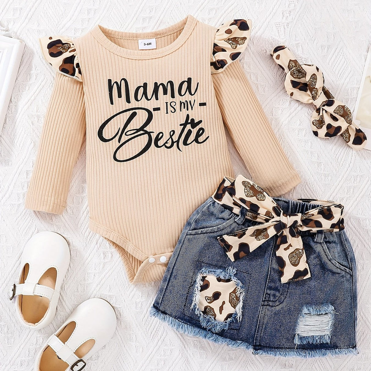 Baby Girl Clothes Newborn long Sleeve Ruffle Romper Short Jeans Pants Leporad Infant Outfits 3pcs 0-18 Months