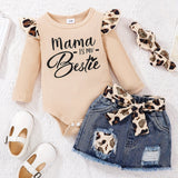 Baby Girl Clothes Newborn long Sleeve Ruffle Romper Short Jeans Pants Leporad Infant Outfits 3pcs 0-18 Months