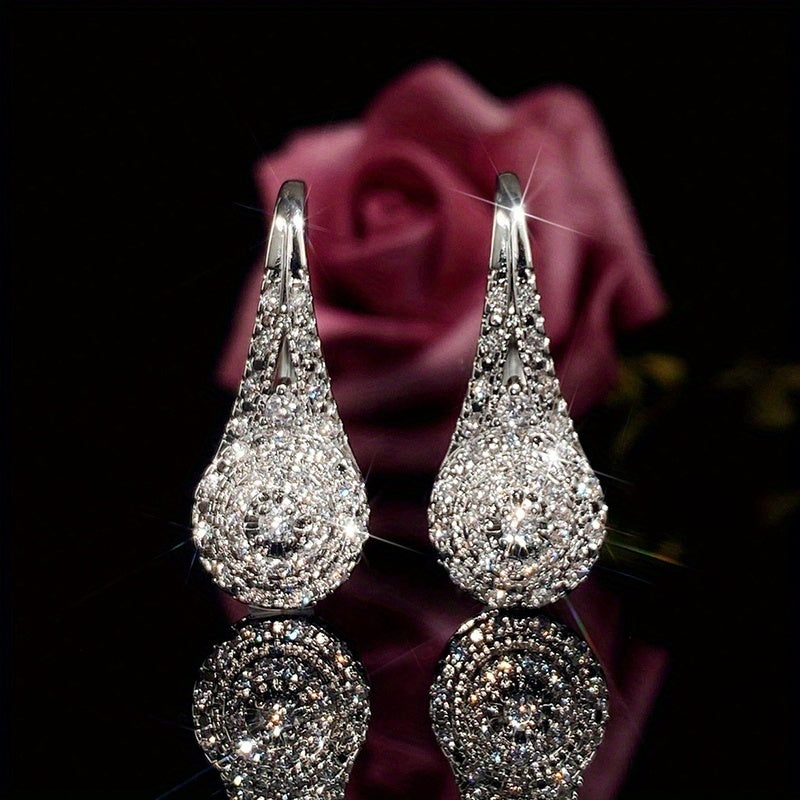 [Luxury Heart Earrings] Elegant Luxury Eight Heart Earrings - Cubic Zirconia Dangle Earrings for Daily & Party Wear