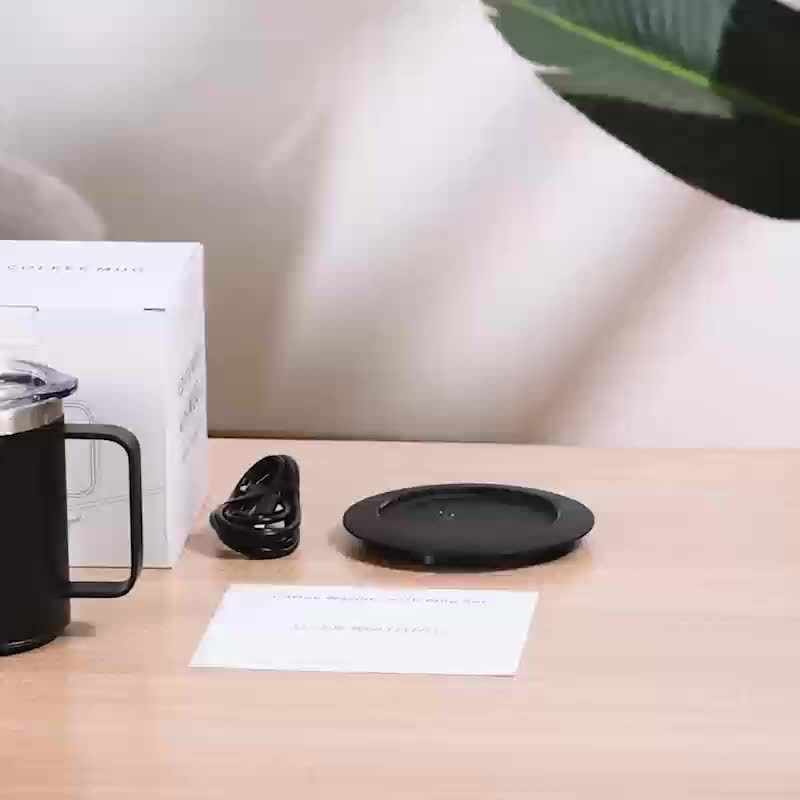Electric Coffee Mug Warmer Set For Desk - Heating Base & Lid - Intelligent Mug For Heating Milk, Tea & Hot Chocolate - Keeps Drinks Up To 131°F/55°C - Perfect Gift For Coffee Lovers