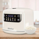 Bluebow 2L Mini Digital Rice Cooker - 10-in-1 Portable Multi-Function with Auto Presets, Non-Stick Inner Pot, Touch-Screen Controls, Delay & Keep Warm, White, Perfect for Home Kitchens, Sleek Modern Appliance | Durable Alumin