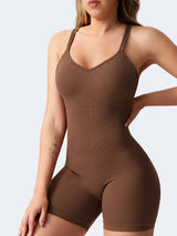 [For Women Scrunch Butt Romper] Workout Backless Jumpsuits Scrunch Butt Form Romper Bodysuits For Women Shorts Body Shaper
