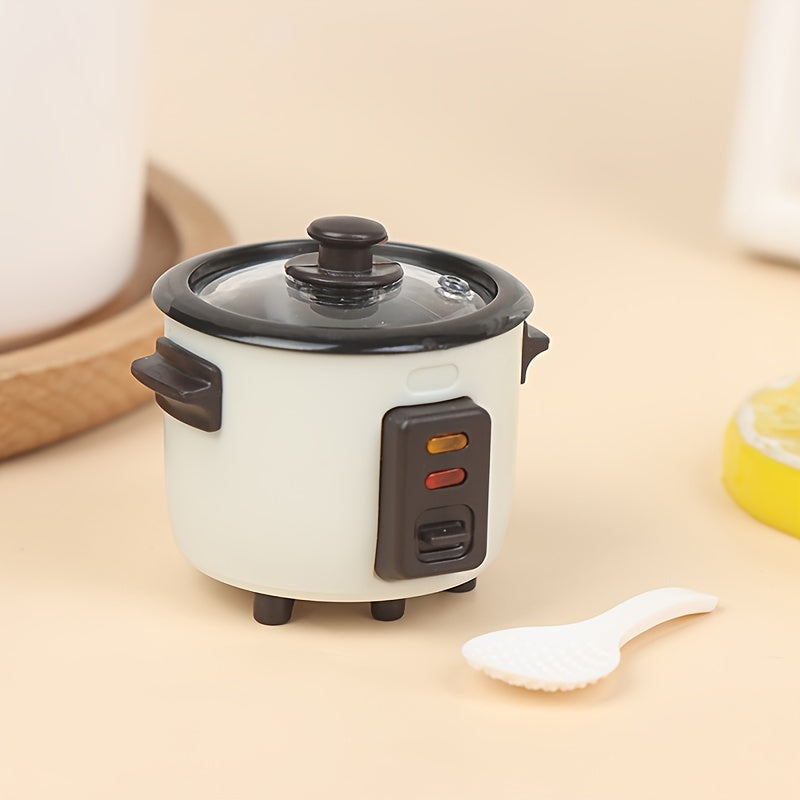 Play House Toy Simulation Mini Rice Cooker With Rice Spoon, Funny Model Room Decoration
