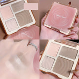 4 Colors JU DUO Warm/ Cold Matte Shimmer Color Facial Pressed Powder Highlighter Contour Nose Shadow Palette