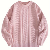 Cozy Cable Knit Sweater for Men - Soft, Warm & Stylish Pullover with Round Neck - Perfect for Fall/Winter Casual Wear, Genghis Khan, Home & Outdoor, Couple's Version