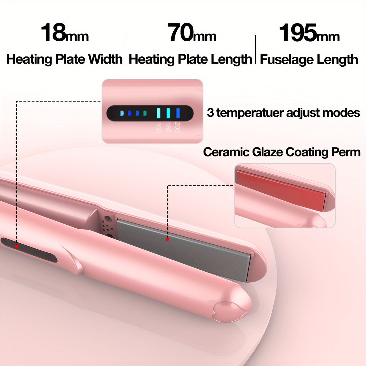 1pc Portable Wireless Hair Straightener, Mini USB Charging Clamp Bangs, 2500mAh Battery Capacity, Ceramic Glaze Coating Perm Does Not Hurt Hair, Curling And Straightening Dual-purpose Small Hair Straightener