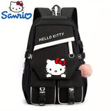 Sanrio Hello Kitty Backpack for Women, Preppy Style Nylon School Bag with Polyester Lining, Large Capacity Zippered Foldable Outdoor Travel Rucksack with Cute Fashionable Design