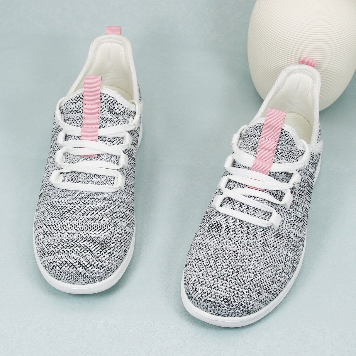 Women's Casual Slip-on Sneakers, Lightweight Lace Up Running Shoes, Knitted Low Top Sneakers