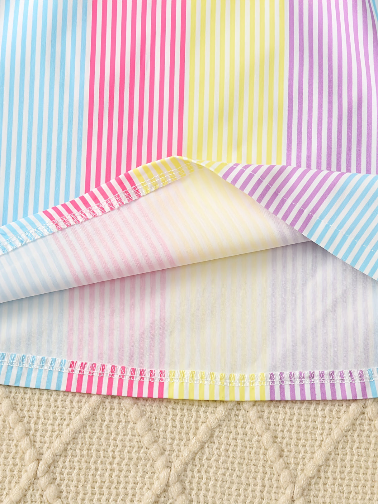 Little Girls Striped A-Line Dress with Tie Belt - Short Sleeve, Non-Stretch Polyester, Casual Summer Holiday Wear for Girls - Perfect Gift Idea