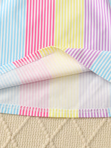 Little Girls Striped A-Line Dress with Tie Belt - Short Sleeve, Non-Stretch Polyester, Casual Summer Holiday Wear for Girls - Perfect Gift Idea
