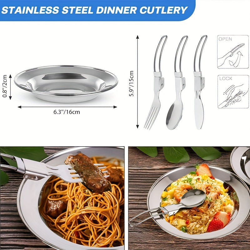 Pardarsey 15pcs Camping Cookware Mess Kit,Portable Non-Stick Aluminum Alloy Cookware,Kettle Pot Frying Pan Plates Forks Knives Spoons for Camping, Backpacking, Outdoor Cooking