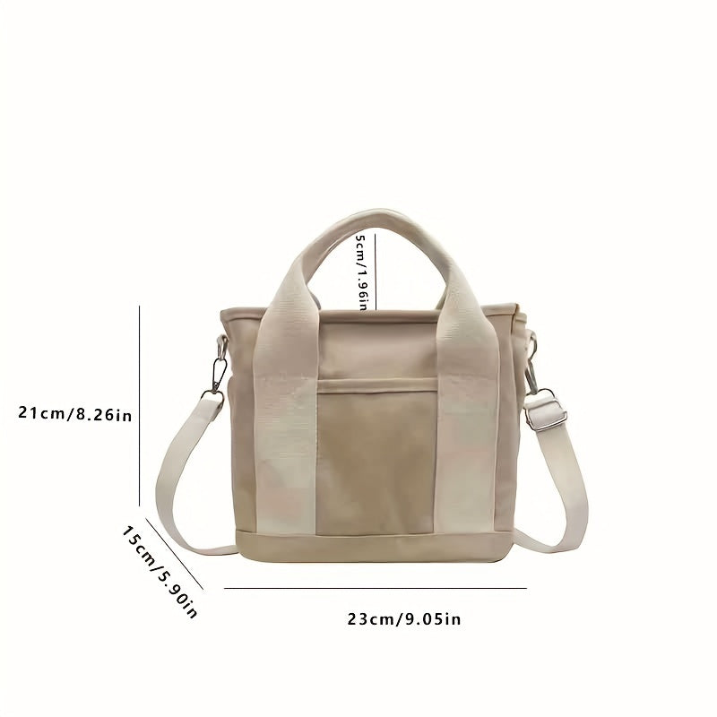 Elegant Canvas Tote Bag: Secure Zipper, Spacious & Lightweight - Perfect for Everyday Use & Comfort