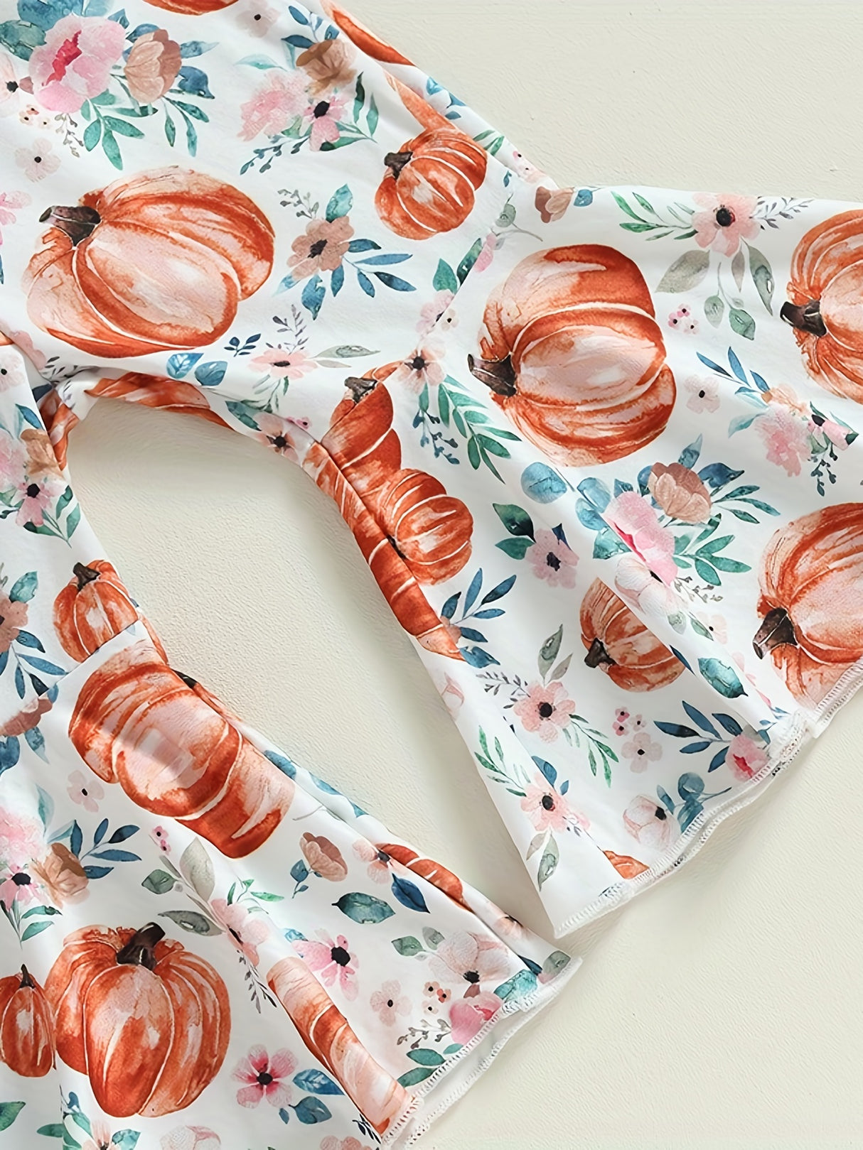 3pcs Pumpkin Floral Print Baby Girl Set: 3-Piece Romper, Bodysuit, Pants & Headband