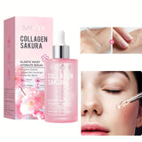 SADOER Cherry Blossom Collagen Serum - Elastic Moisturizing Essence for Smooth, Firm Skin, Hydrates & Brightens, Hypoallergenic, 100ml