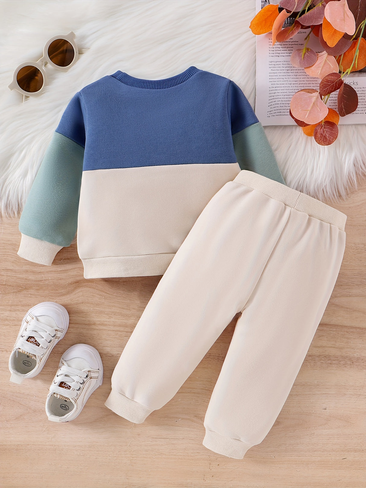 CETEPY Toddler Baby Boys Clothes Autumn Winter Outfits Color Block Long-sleeved Top + Trousers WIth Pockets Sets 6 Months-3 Years, for Outdoor