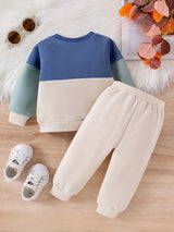 CETEPY Toddler Baby Boys Clothes Autumn Winter Outfits Color Block Long-sleeved Top + Trousers WIth Pockets Sets 6 Months-3 Years, for Outdoor