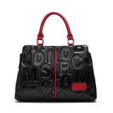 Genuine Leather Tote Bag For Women, Luxury Letter Embossed Handbag, Fashion Large Satchel Purse With Top Handle