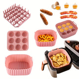 [9-Cavity Cake Mold Air Fryer Set] 1set, Premium Square Air Fryer Silicone Set - Bacon & Hot Dog Rack, 9-Cavity Cake Mold, Air Fryer Pan - BPA-Free, Dishwasher Safe - Compatible With 7QT+ Air Fryers