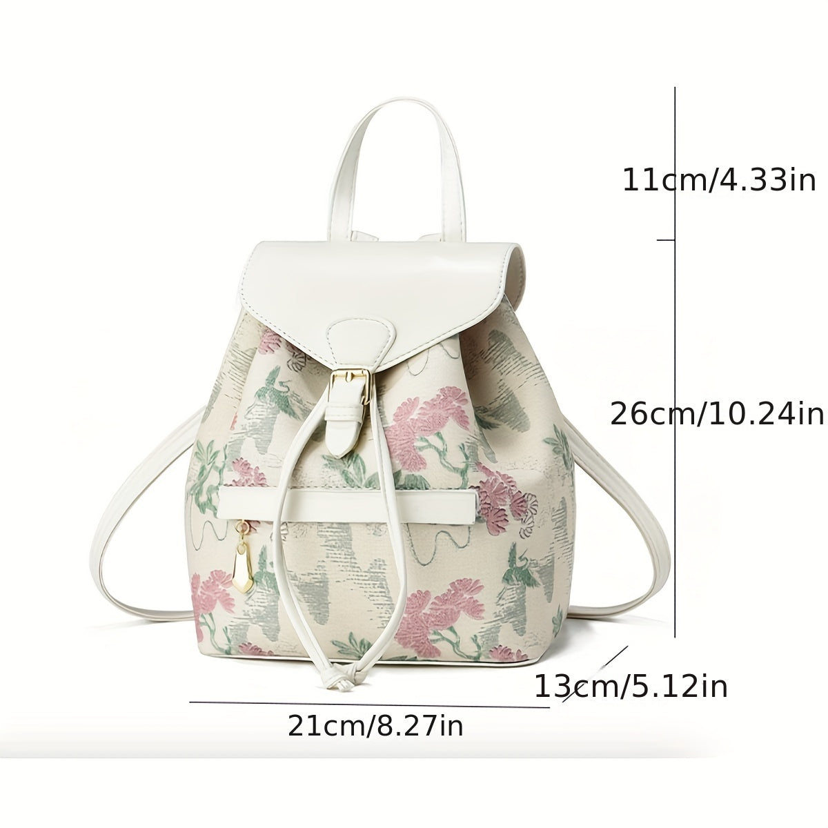 2024 New Elegant Flower Pattern Backpack, Premium PU Leather Shoulder Bag Crossbody Bag, Ladies' Work Bag School Bag, Fashion Design Backpack for Travel and Vacation