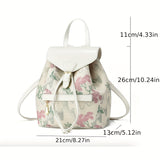 2024 New Elegant Flower Pattern Backpack, Premium PU Leather Shoulder Bag Crossbody Bag, Ladies' Work Bag School Bag, Fashion Design Backpack for Travel and Vacation