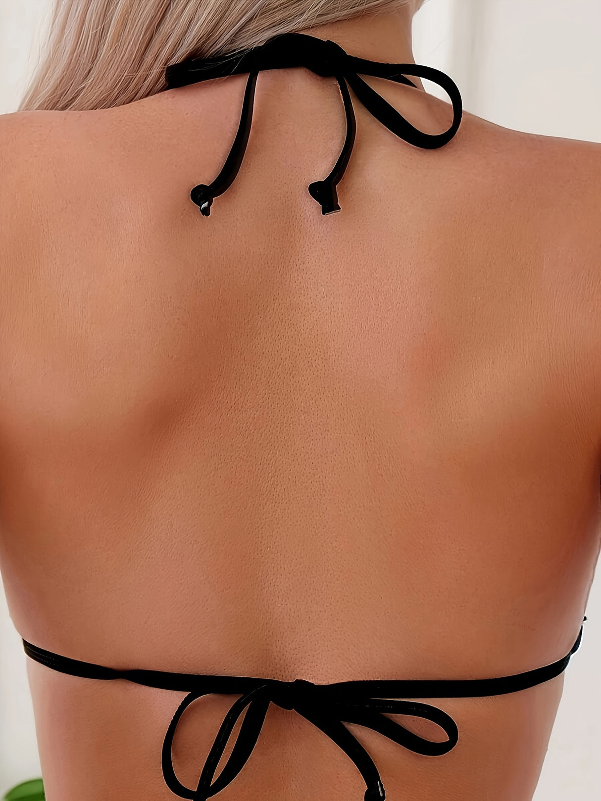 [Sexy Solid Bikini Swimsuit for Women] Beach Swimming Pool Sexy Buckle Solid Bikini Split Swimsuit for Women