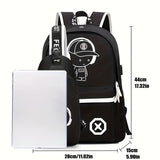 2pcs/set Large Capacity Simple Backpack, Cartoon Print Travel Backpack School Bag Crossbody Bag Chest Bag