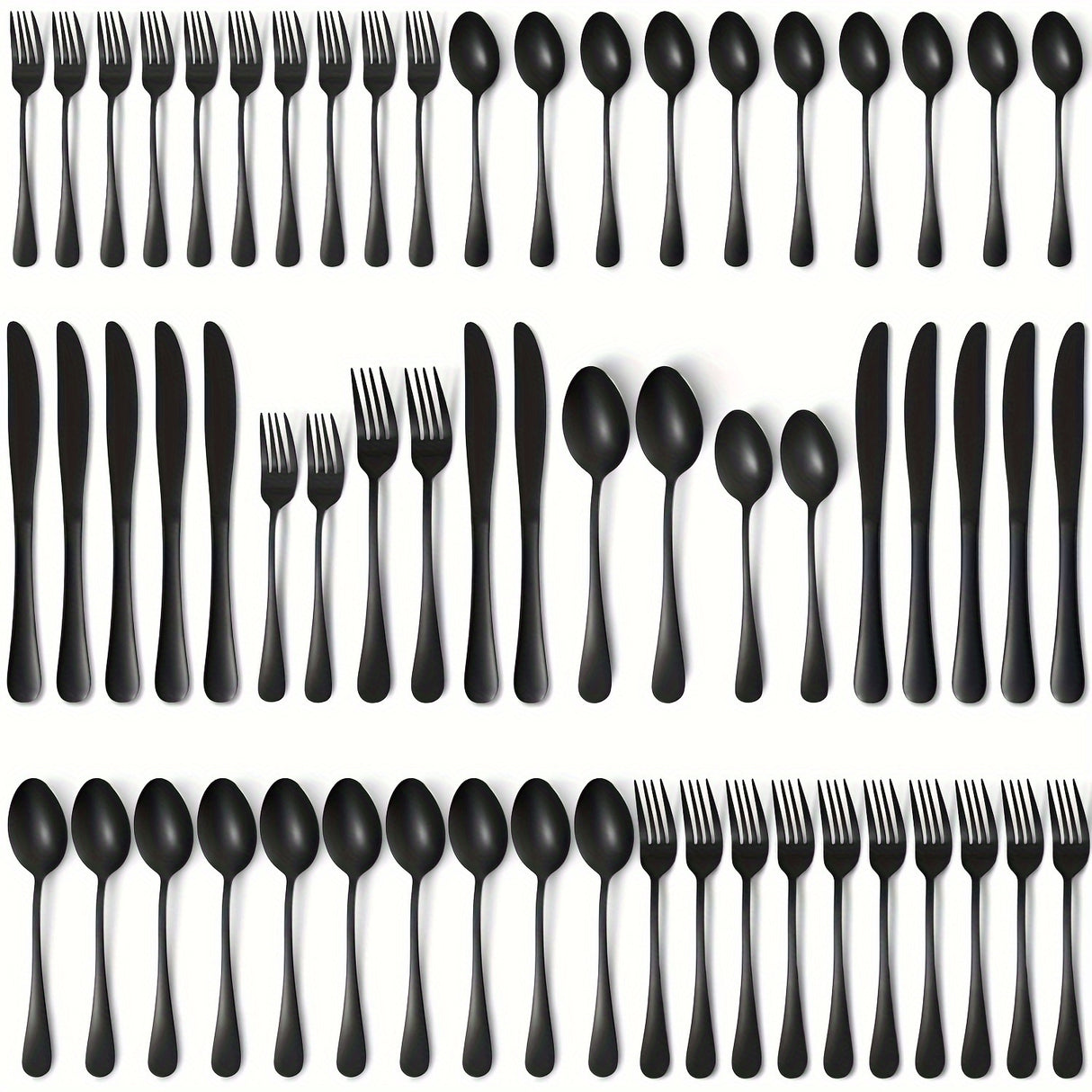 60pcs, Stainless Steel Flatware Set, Black & Golden Silverware, Mirror Polished Cutlery Set, Includes Knives, Forks, Spoons, For Weddings, Birthdays, Independence Day, Dishwasher Safe
