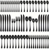 60pcs, Stainless Steel Flatware Set, Black & Golden Silverware, Mirror Polished Cutlery Set, Includes Knives, Forks, Spoons, For Weddings, Birthdays, Independence Day, Dishwasher Safe