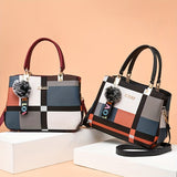 Stylish Color Block Women's Tote Bag with Pendant