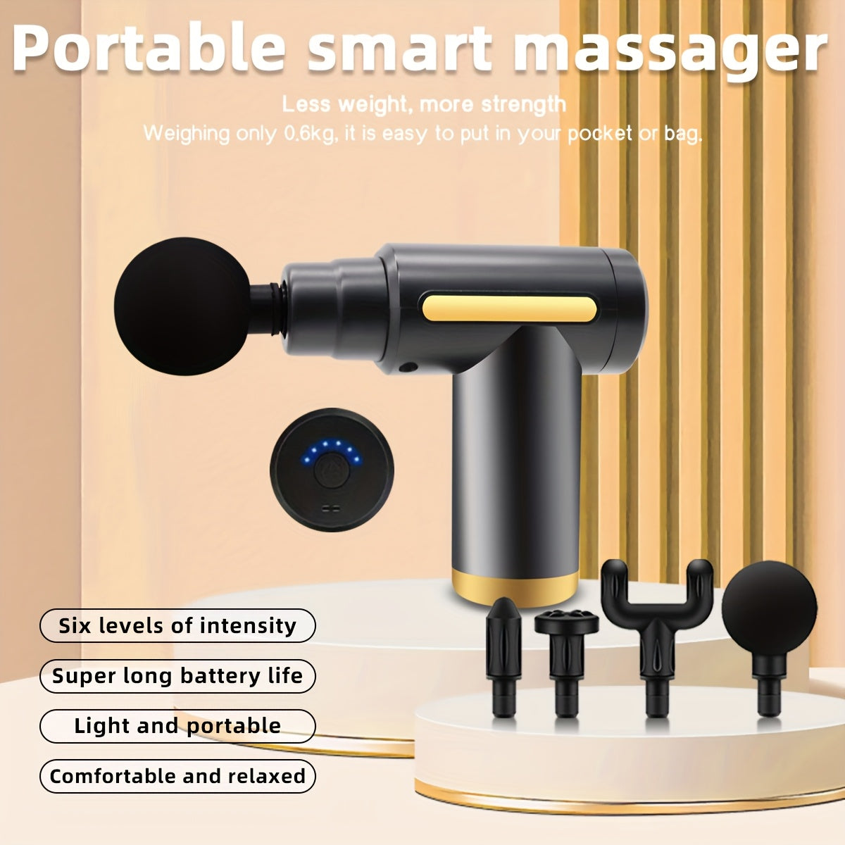 Ultra-long Battery Life, Four Kinds Of Massage Heads Can Be Replaced With Massage Guns MINI Convenient TYPE-C Electric Massager, Six-speed Adjustable Mute Fascia Gun, Multi-function Button Fascia Gun.