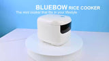 Bluebow 2L Mini Digital Rice Cooker - 10-in-1 Portable Multi-Function with Auto Presets, Non-Stick Inner Pot, Touch-Screen Controls, Delay & Keep Warm, White, Perfect for Home Kitchens, Sleek Modern Appliance | Durable Alumin