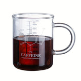 1pc, Large Heat-Resistant Borosilicate Glass Coffee Mug with Measurement Marks - Perfect for Summer Drinks, Teacher Appreciation Gifts, and Everyday Use - 15.22oz Capacity, Durable, and Dishwasher Safe