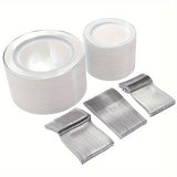 500 Pcs Golden Plastic Plates with Golden Silverware, White Golden Plastic Dinnerware Set for Party include: 100 Dinner Plates 10.25 inch, 100 Dessert Plates 7.5 inch, 100 Golden Silverware Sets