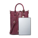 Luxurious Crocodile Embossed PU Tote Bag - Removable Strap, Buckle Closure, Edge Painted - Classic Womens Office and Work Purse for Trendy Ladies