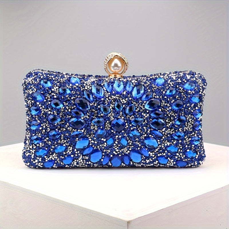 Luxury Evening Clutch Bag, Dual-Sided Multi-Color Fashion Glitter Purse, For Women, Party Wedding Banquet, Versatile Chain Shoulder Bag