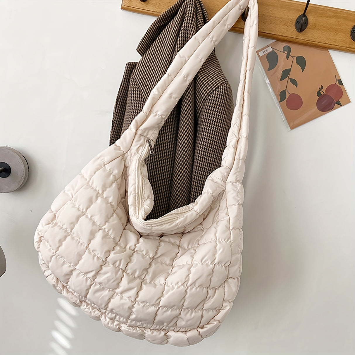 Large Capacity Quilted Tote Bag, Fashion Padded Shoulder Bag, Women's Cute Handbag, Crossbody Bag & Hobo Purse